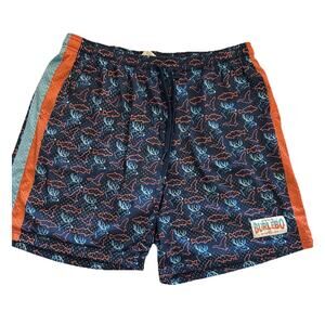 Burlebo Shorts Mens X-large Shorts Lined Drawstring Antler Fish Pattern Gorpcore